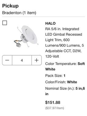 Halo 5/6" Recessed Gimbal LED Trim in White and Orange Accents